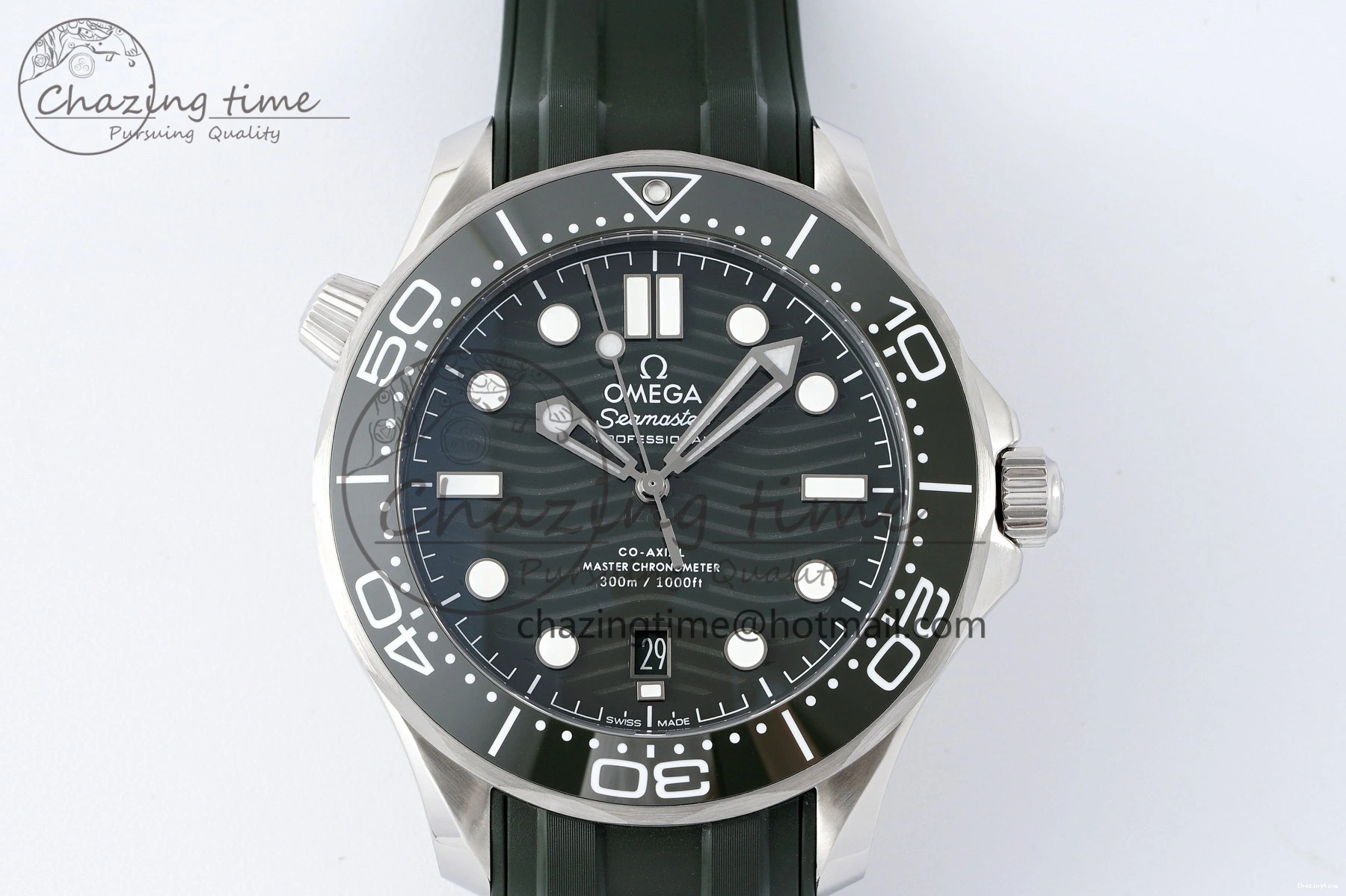 0316 Seamaster Diver 300M ZF 1:1 Best Edition Green Ceramic Green Dial on Green Rubber Strap A TravelReady 7823